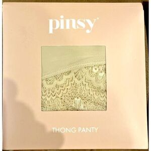 Pinsy Women's Sz Large Beige Light Shaping Thong Lace Panty